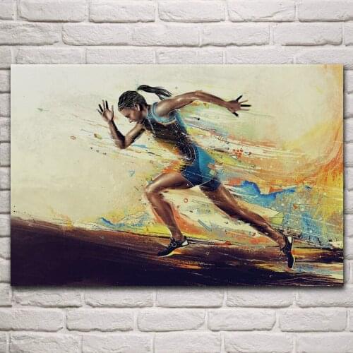 Abstract running woman athletics sport artwork posters on the wall picture home living room decoration for bedroom KP377