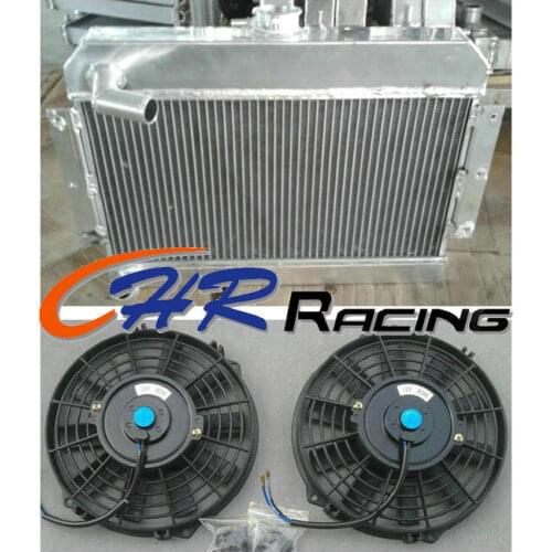 Aluminum radiator & plastic radiator fans for 1968-1975 68-75 MGB GT/ROADSTER TOP-FILL