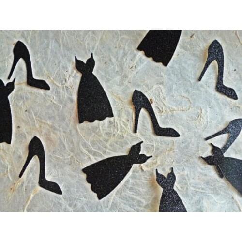 Glitter Black Dress & Heels confettis hens night wedding table scatters bridal shower bachelorette party decorations cards