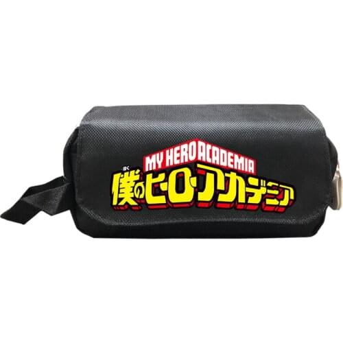Black Anime Luminous My Hero Academia Pencil Case Comics Cosmetic Box School For Boys Large Capacity Make Up Pouch Storage Bag