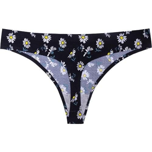 Women Print G-String Flowers Print Lingerie Panties Female Sexy G-String Thongs Seamless Sexy Underwear Lingerie Daisy Briefs