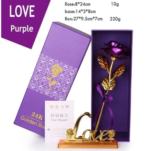 24K Gold Foil Rose Flower Gift Box Simulation Creative Valentines Day Christmas Gifts Wedding Home Furnishing Decor