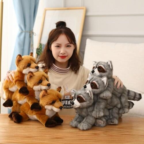 Simulation Foxes Plush Toy Stuffed Animal Super High Quality Raccoon Bear Toy For Luxury Home Decor Pet Lover Birthday Gift