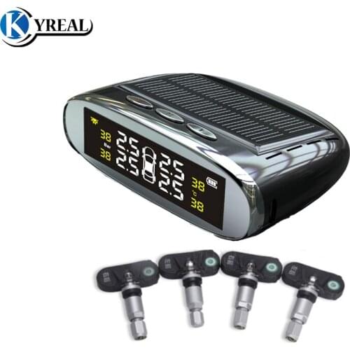 TPMS Tool Solar Energy/USB Charger Power Tire Pressure Indicator LCD Screen Univesal Alarm Monitor 4 Intern Car Eletrnoics