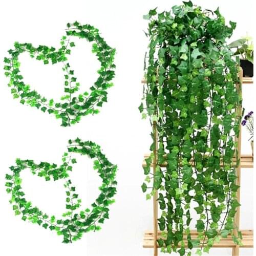 2.4M Artficial Vine Silk Ivy Green Plants Artificial Leaf Plants Hanging Decoration Artificial Rattan Liana Wall Leaves Pho J5C0