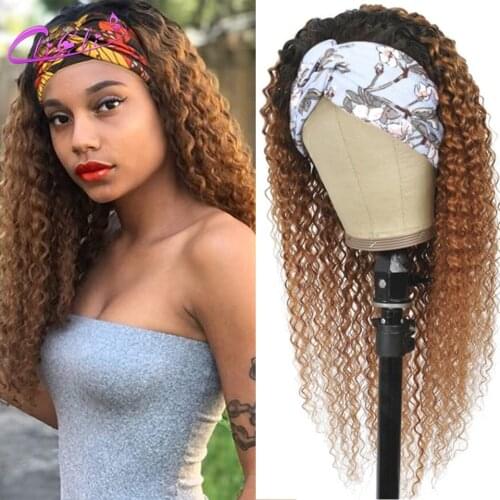 Headband Wig Human Hair Kinky Curly Head Band Wigs Human Hair Ombre Mongolian Kinky Curly Headband Wigs For Black Women Curly
