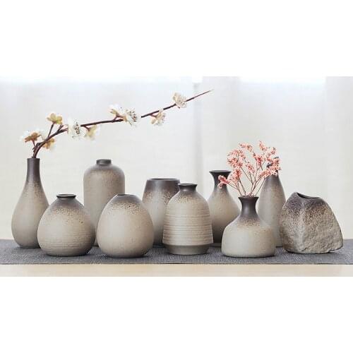 Stoneware small vase retro flower floral ceramic decorative glass container vase modern home decoration vase Pastoral