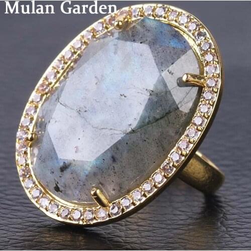 M&G Nature Crystal Big Stone Rings Solid Color Semi-precious Stones Wedding Rings Fashion Luxury Accessories Gift 2019