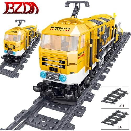BZDA City Series Power Driven Train Building Blocks Rail Train Cargo With Tracks Model Train Toys Bricks For Children Toys Gifts
