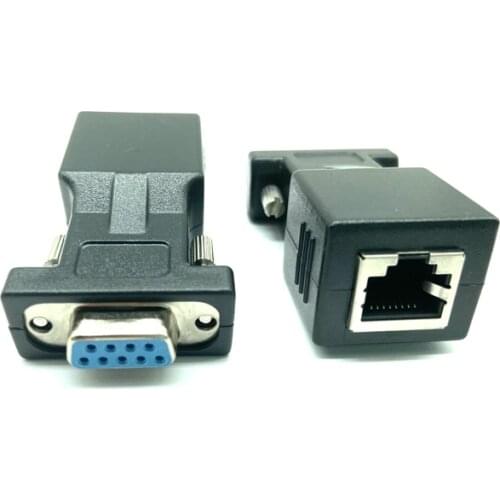COM Port to LAN Ethernet Port Converter DB9 RS232 male/Female to RJ45 Female Adapter 1pcs Requires no external power