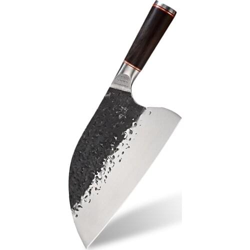 Forged Wide Blade Butcher Knife Handmade Camping Hunting Kitchen Knife Cleaver Utility Vegetable Meat Outdoor Survival Knives