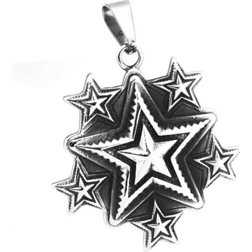 FANSSTEEL Stainless steel jewelry Pentagram around Pentagram five-pointed star pendant FSP17W46
