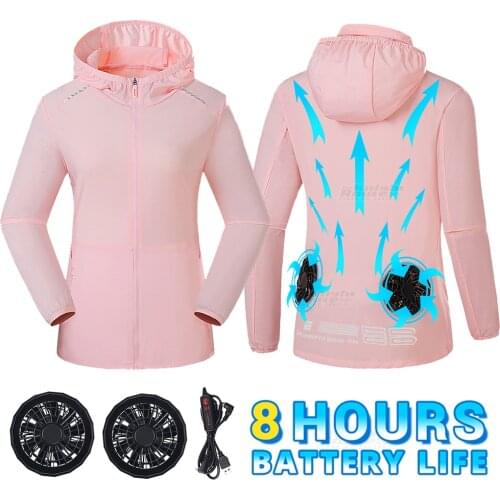 Summer Cooling Fan Jacket Windbreaker Cycling Fishing Women USB Power Supply Camping Running Hiking Air Conditioning Clothes