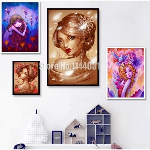 Diy Diamond Painting Cartoon Girl Pictures Cross Stitch Kits Full Square Diamond Embroidery Defor For Room Mosaic Needlework