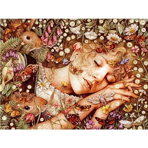 Butterfly Girl Embroidery 11CT Kit Needlework Craft Set Cotton Thread Canvas Printed Home Decor Christmas Gift Dropshipping