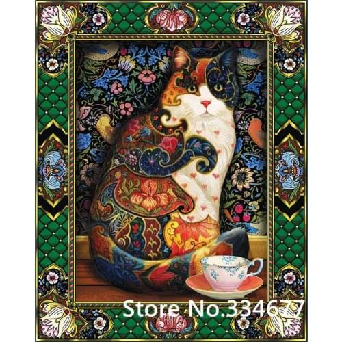 Painted cat Animal For Embroidery Needlework 14CT Counted Unprinted DIY Cross Stitch Kit Handmade Art Wall Decor