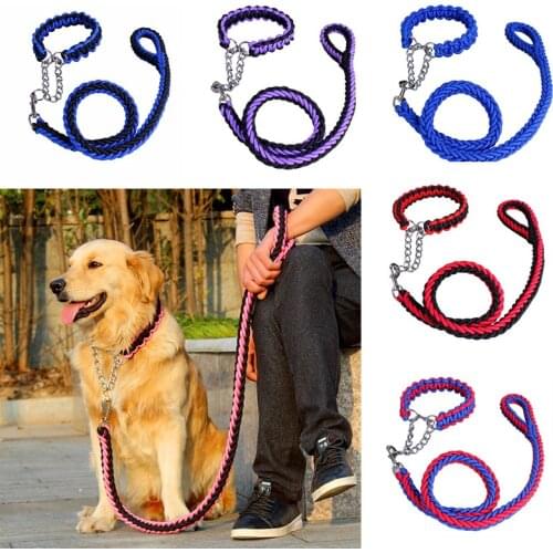 Strong Nylon Dog Collar Leash Set Braided Pet Walking Necklace Leash Traction Collar Lead Rope Small Large Dog Train Accessories