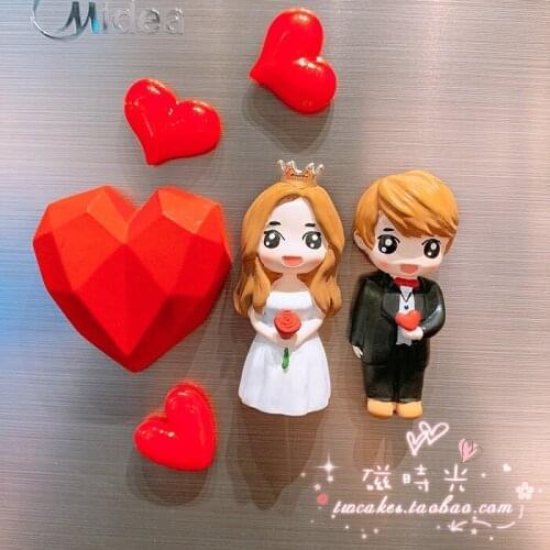Lovely couple Nordic ins wind doll magnet decoration gift refrigerator sticker