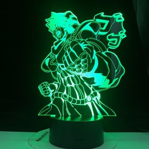 Jojos Bizarre Adventure Star Platinum for Children Study 3D Led 7 Colors Light Japanese Anime Remote Control Base Table Lamp