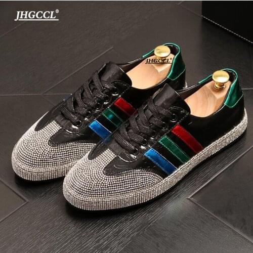 NEW Mens casual shoes luxury rhinestones designer high quality luxE shoes net red hot push crease resistant sneakers A2