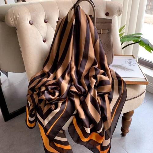 High Quality Summer Autumn and Winter Ladies Long Striped Silk Hijab Scarf Travel Beach Shawl Wrap Woman Luxury Designer Foulard