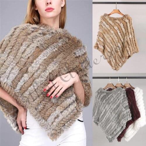 ETHEL ANDERSON Newly Design Knitted Genuine Rabbit Fur Poncho Vogue Vest Wrap Coat Shawl Elegant Top Wedding Casual Best Price
