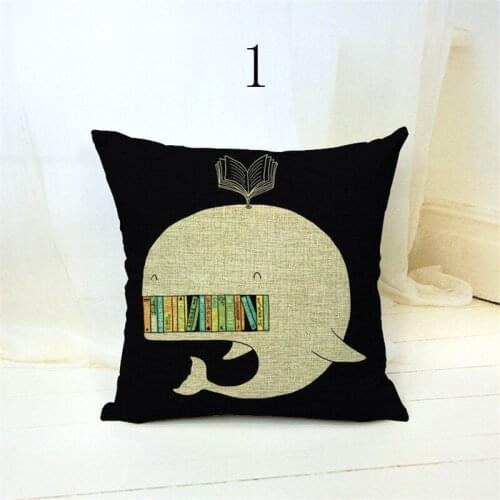 Retro Vintage shark Book Home Decorative Cotton Linen Reading cover book Pillow Case Cushion Cover 18'' 45CM