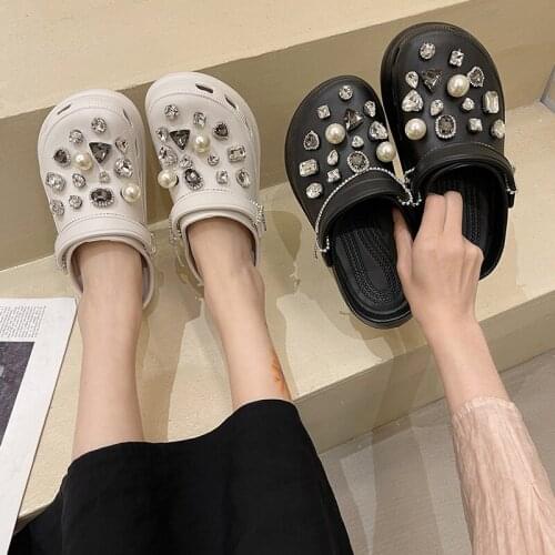 2021 Summer Women Slippers Garden Shoes Quick Dry Wedges Beach Sandals Antiskid Girls Platform Chain Flip Flops Shose For Women