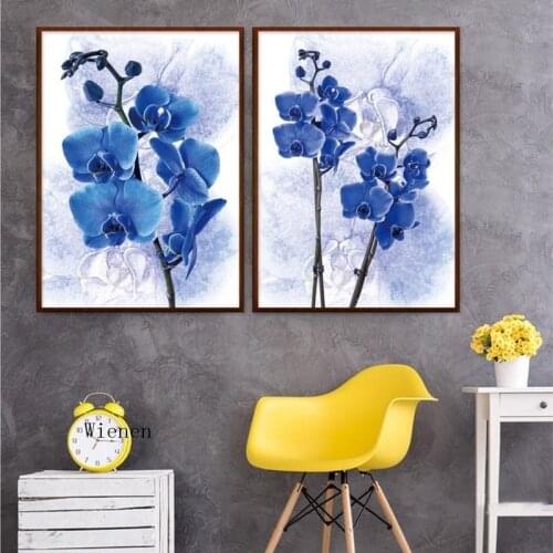 Nordic Violet Canvas Painting Blue Flowers Plant Posters and Prints Home Decoration Modular Wall Pictures for Living Room Decor
