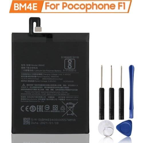 XaioMi Original Replacement Battery BM4E For Xiaomi MI Pocophone F1 BM4E 100% New Authentic Phone Battery 4000mAh