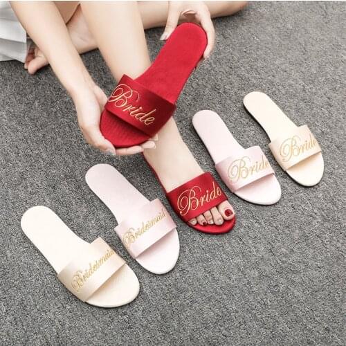 Wedding Gifts for Guests Bride Satin Slippers Wedding Decoration Bridesmaid Bridal Showe Bachelorette Party Hen Party Supplies