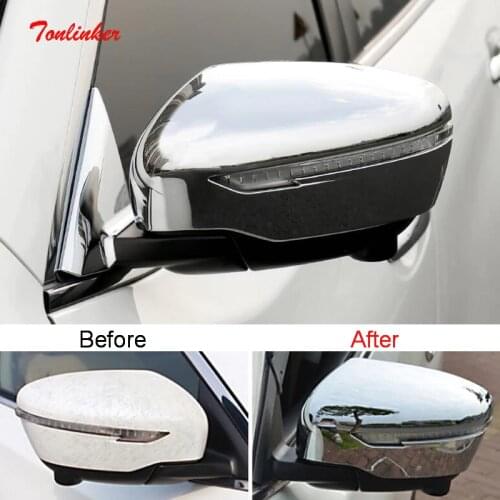 Tonlinker Exterior Rearview Mirror Cover case stickers for Nissan Murano 2015-19 Car Styling 2 PCS ABS Chrome Cover stickers
