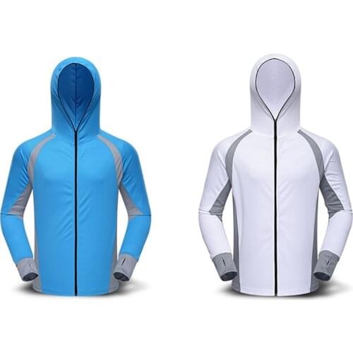 Outdoor Sports Jacket Men\s Zipper Sunscreen Non-Slip Long-Sleeved Quick-Drying Hooded Shirt Sportswear