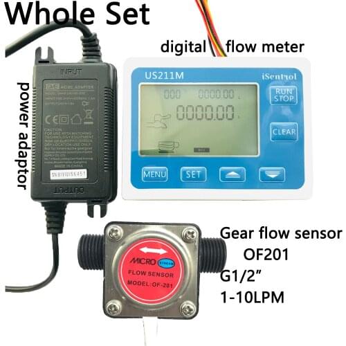 US211M Oil Flow Meter and Gear Flow Sensor OF201 for Milk Diesel Oil Lubracant BSP1/2" 1-10L/min Honey Bee Dijiang iSentrol