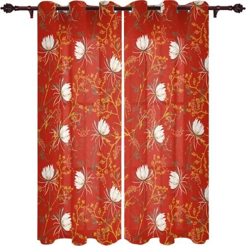 Vintage Snowdrop Flower Plant Window Curtains Kitchen Bedroom Drapes Home Decor Luxury Living Room Backdrop Curtain
