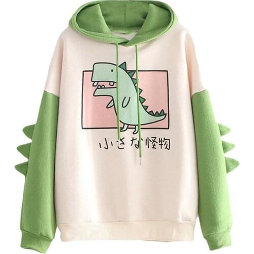 Women Sweatshirt Casual Print Long Sleeve Splice Dinosaur Hoodies Sweatshirt Tops Ropa Mujer Sudadera Mujer Толстовка @40
