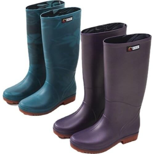 Nordic Womens Rain Shoes High Outdoor Sanitation Work Shoes Kitchen Waterproof Wear-resistant Rain Boots PVC Rubber Overshoes