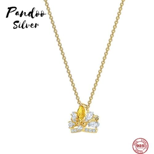 Fashion Charm Sterling Silver Original 1:1 Copy, Fresh and Elegant Tone Crown Fashion Joker Necklace Women Luxury Jewelry Gifts