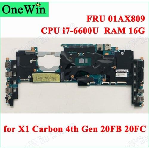 01AX809 for X1 Carbon 4th Gen 20FB 20FC ThinkPad Lenovo Laptop 14282-2M LRV1 MB 448.04P15.002M Full Tested CPU i7-6600U RAM 16GB
