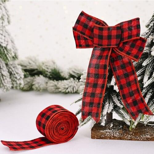 A Roll 2M Of Christmas Decoration Lattice Webbing Strap Lattice Ribbon Plaid Pattern Diy Gift Wrpping Party Decoration Bowknot