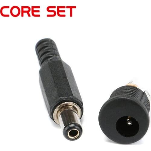 10pcs 5.5X2.1mm DC Power Plug Male + Female Jack Plugs Socket Kit DIY Adapter Connector Round hole thread nut