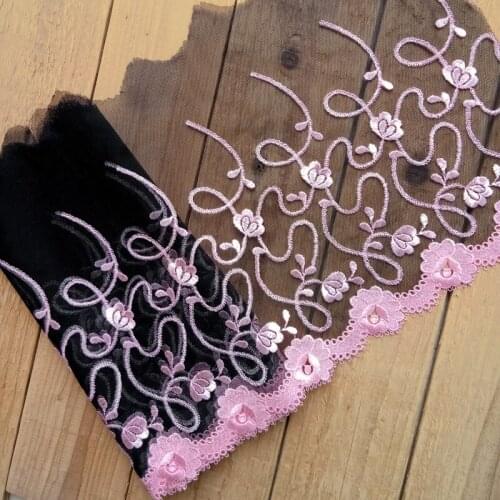 16Yards Black Mesh Lace Fabric French Underwear Bra Flowers Trim DIY Sewing Accessories High Quality