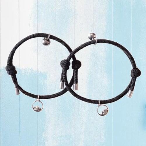 2 Pieces Lovers Matching Bracelet Braided Magnetic Distance Bracelet Kit