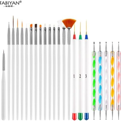 Nail Art 3set 23pcs Marbleizing Dot Paint Brush Design Dotting Pen Drawing Liner Manicure Salon Tools Kit Brushes