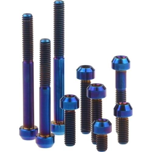 6pcs Titanium Bolts M6x10-65mm Burn Blue Color Inner Torx Head Bolt Screw for Bicycle Motor Modify Dropshipping