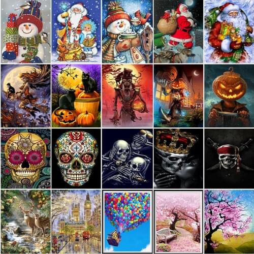 5D DIY Diamond Painting Halloween Round Rhinestone Embroidery Cross Stitch Mosaic Cartoon Home Decoration Gift