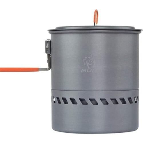 Bulin Camping Cooking Pot Heat Collecting Exchanger Outdoor Camp Pot 1.5L Lightweight Backpacking Hiking Hard Aluminum Pot