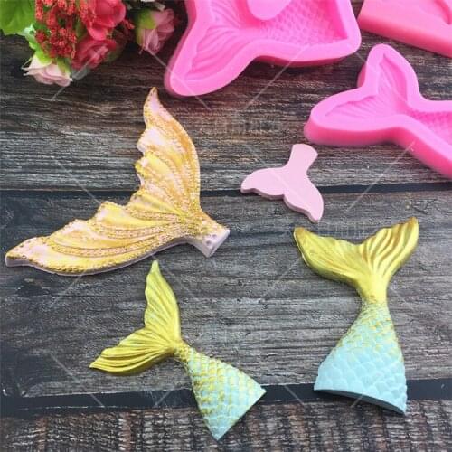 DIY Christening Mermaid Tail Silicone Mold Fondant Cake Decorating Baking Tools Handmade Soap Mold Fish Fork Tail