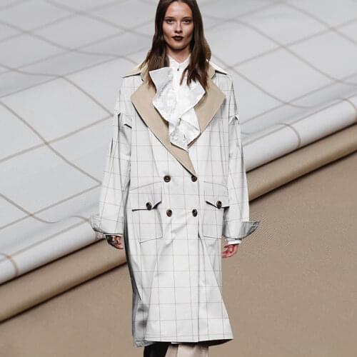 Red Raspberry Khaki Plaid Double-Side Fabrics Garment Materials Spring Women Windcoat Sewing Cloth Tailor Textile Freeshipping