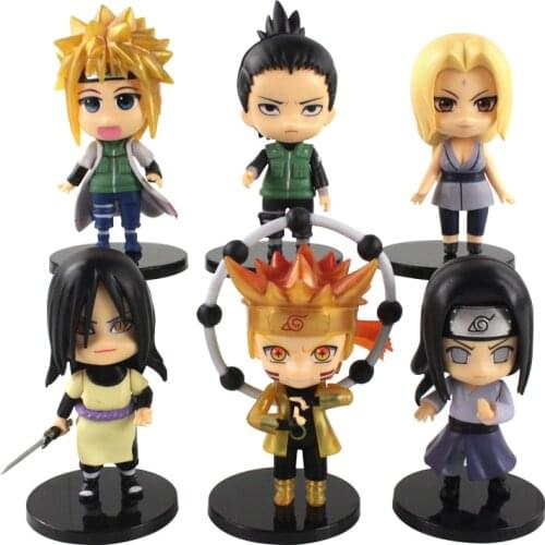 6Pcs/Set 9.5-12cm Anime Naruto Q Version Tsunade Daija Uchiha Sasuke PVC Action Figure Model Toys Doll